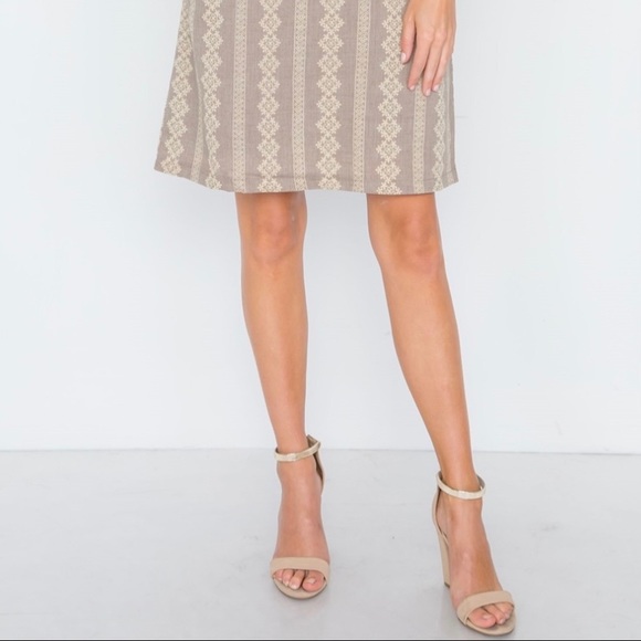 Hidden Alley Mocha Olive Contrast Shift Boho Dress - Picture 8 of 12